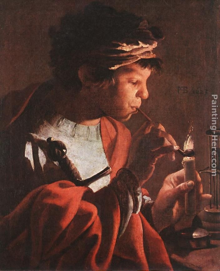 Hendrick Terbrugghen Boy Lighting a Pipe